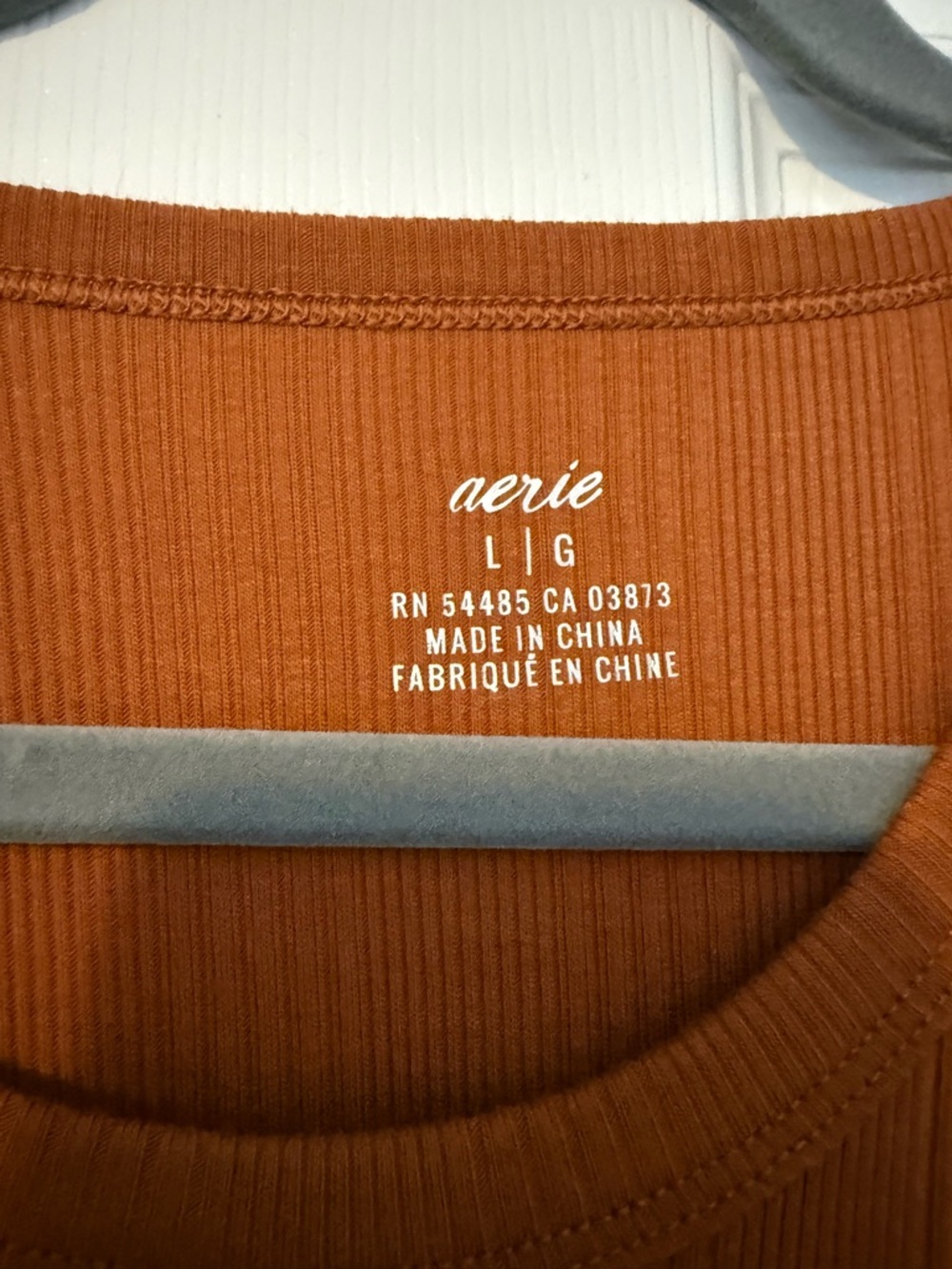 aerie Ribbed Scoop Neck Top in Rust Orange